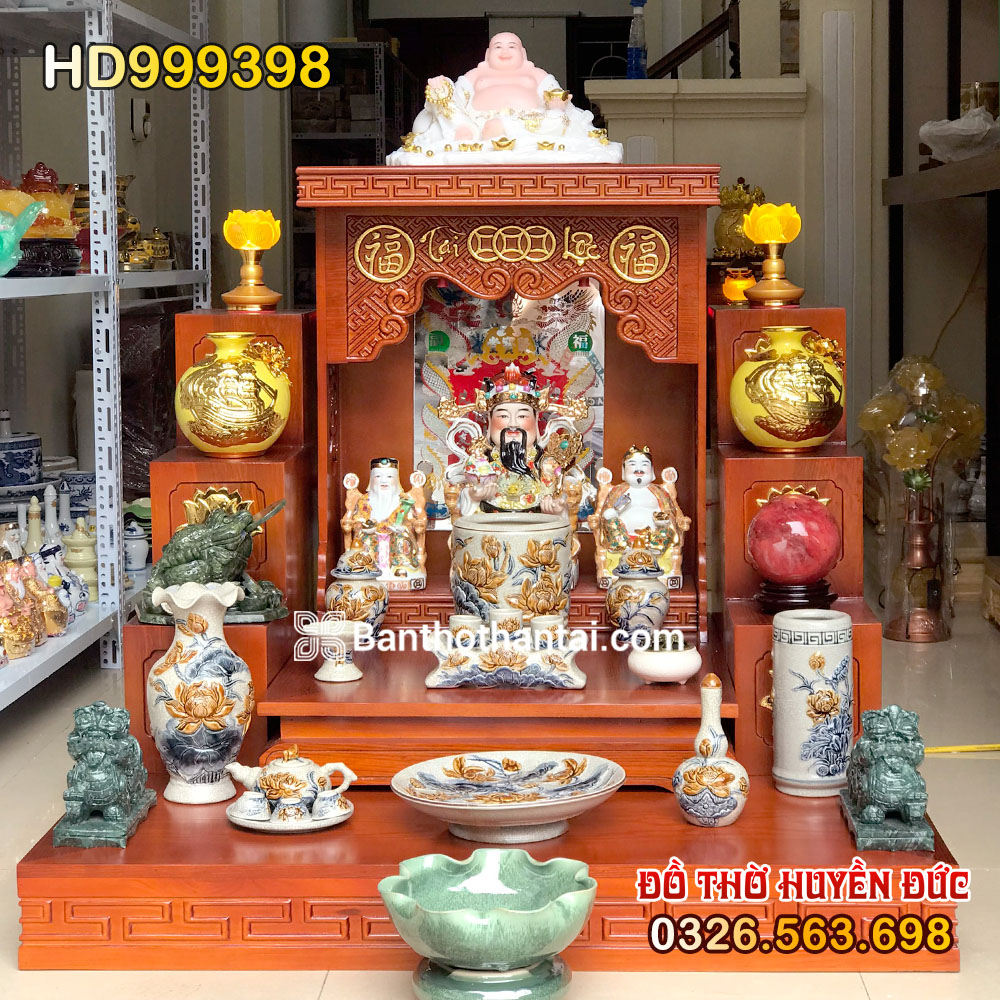 Bộ bàn thờ Thần Tài Hiện đại Men rạn đắp nổi HD999398