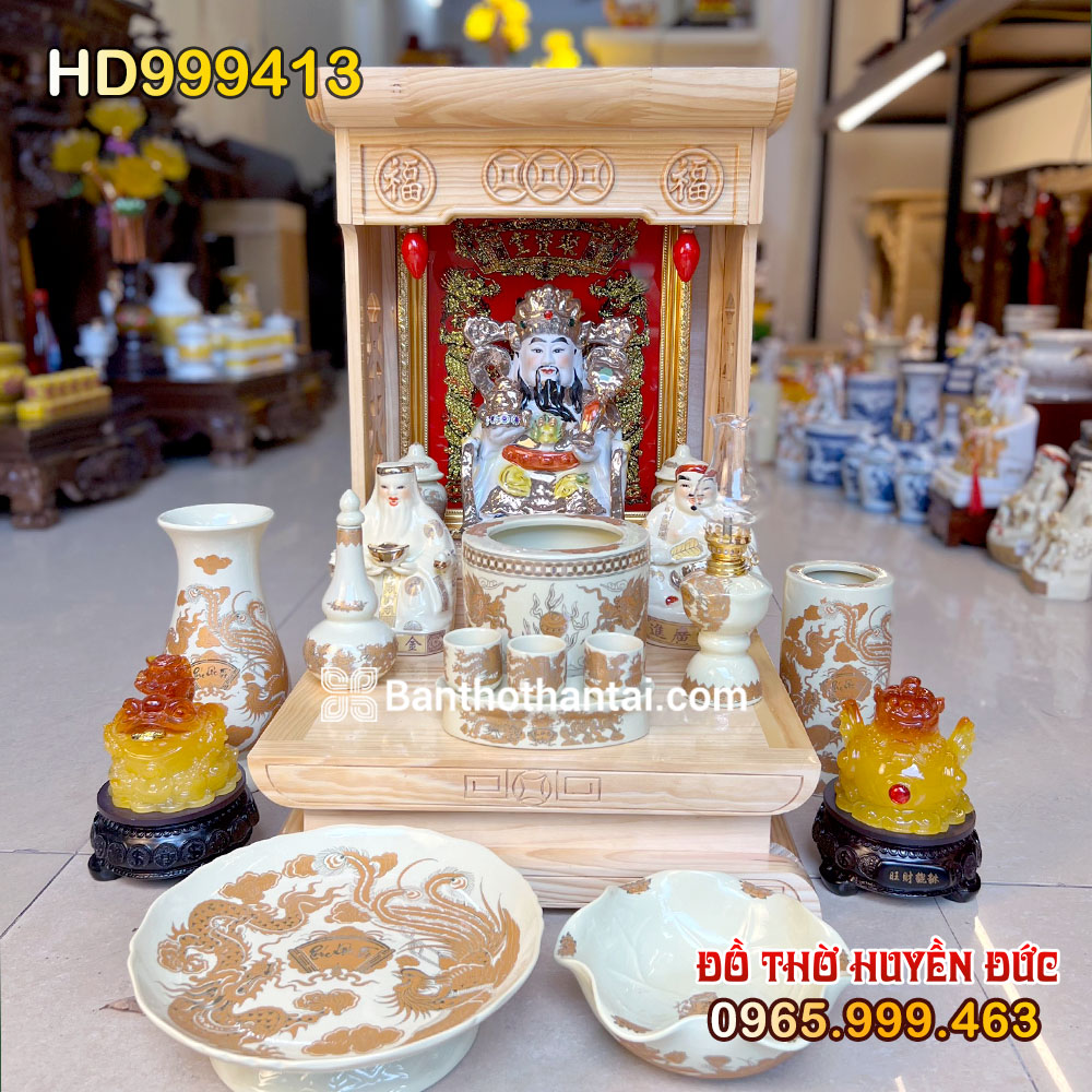 Bộ Bàn Thờ Thần Tài Đương Đại Đồ Thờ Ngà Vàng HD999413