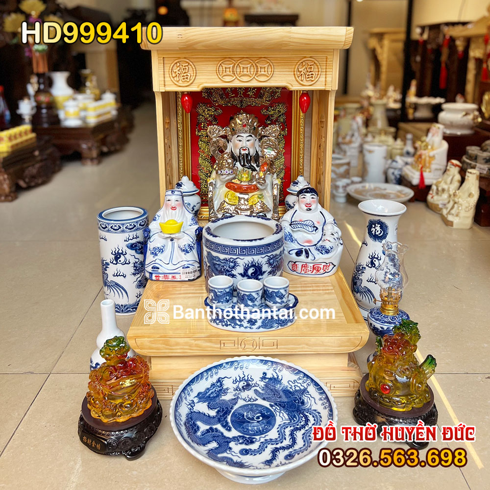 Bộ Bàn Thờ Thần Tài Đương Đại Đồ Thờ Xanh Rồng HD999410