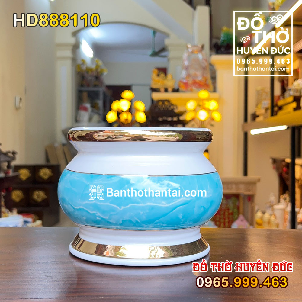 Bát Hương Sứ Vân Đá Xanh Hình Lựu HD888110