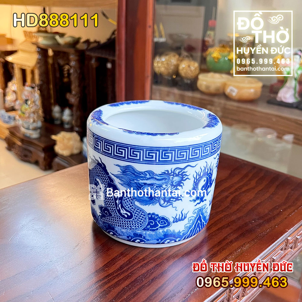 Bát Hương Sứ Xanh Rồng Bát Tràng HD888111