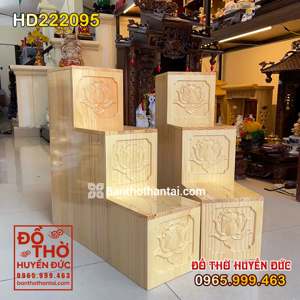 Bục Tam Cấp 2 Bên Màu Vàng Hình Hoa Sen Mã số HD222095