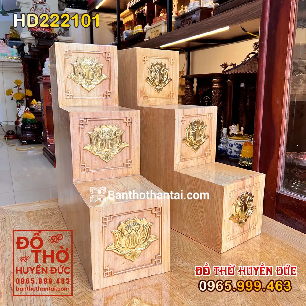 Bục Tam Cấp 2 Bên Hoa Sen Dát Vàng Mã số HD222101