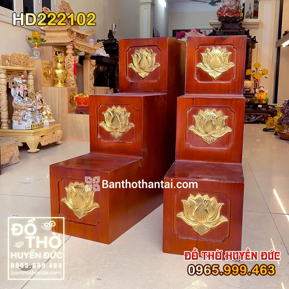 Bục Tam Cấp 2 Bên Hoa Sen Dát Vàng Màu Hương Mã số HD222102