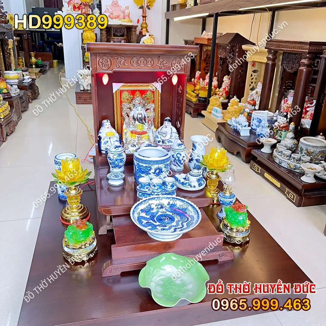 Bộ Bàn Thờ Thần Tài Hiện Đại Đồ Thờ Xanh Rồng HD999389