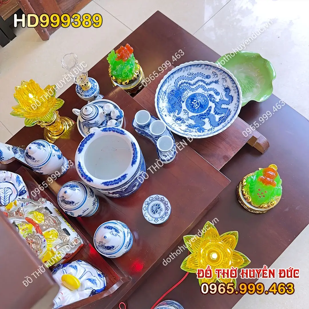Bộ Bàn Thờ Thần Tài Hiện Đại Đồ Thờ Xanh Rồng HD999389