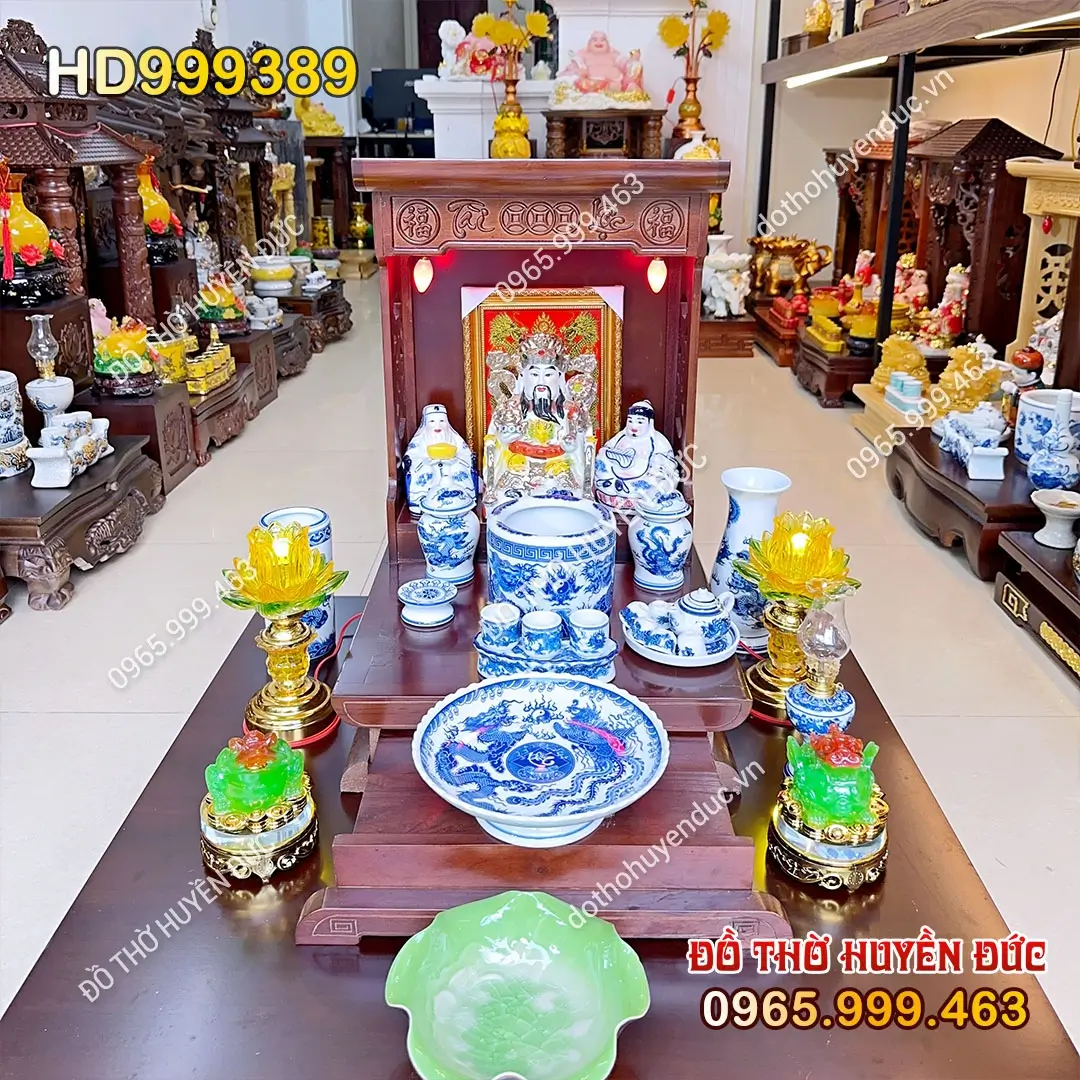 Bộ Bàn Thờ Thần Tài Hiện Đại Đồ Thờ Xanh Rồng HD999389